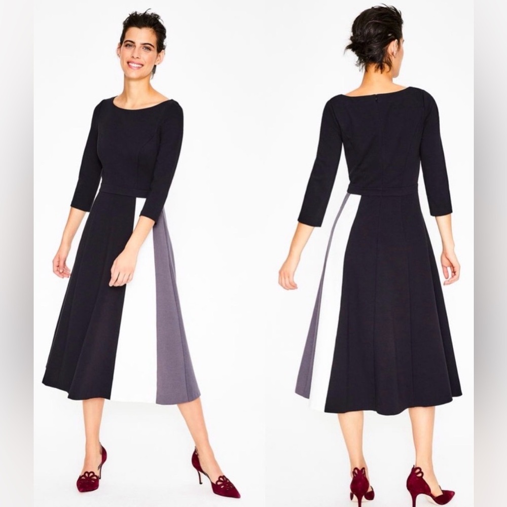 BODEN CLAUDIA PONTE MIDI COLOR BLOCK DRESS SZ 8P